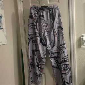 Artistic Scribble Print Pants with side deep pockets